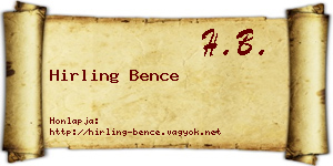 Hirling Bence névjegykártya